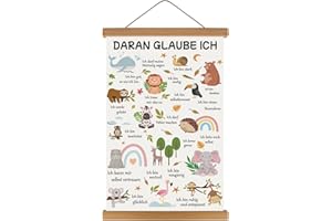 KAIRNE Tier Bilder für Kindzimmer Mädchen Jungen Inspirierende Zitate Wandbilder Babyzimmer,Tier Wandbild mit Spruch,Waldtiere Safari Tiere Poster für Babyzimmer Deko,28X45cm Holzrahmen