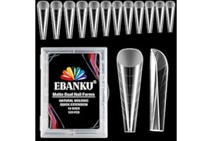 EBANKU 120PCS Matte Flat Stiletto Uñas Postizas Moldes de Uñas Dual Form Sistema Acrílico Stiletto Nail Mold uñas Postizas de Gel UV Herramientas de Manicura de Extensión de Uñas