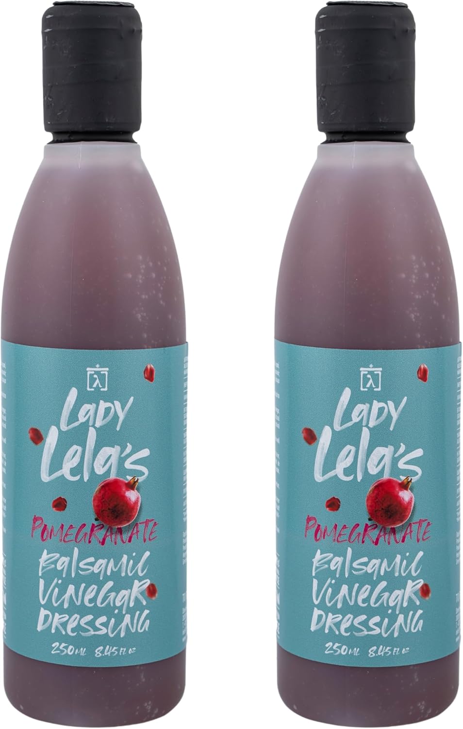 Lady Lela's Aderezo Balsámico de Granada, Pack 2 x 250 ml (500 ml) – Crema Balsámica Artesanal con Zumo Natural de Granada, Ideal para Ensaladas, Verduras y Postres