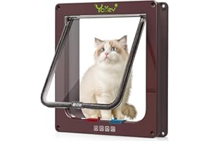 Ycozy XL Puerta para Gatos 27.8 x 25 cm Puerta para Mascotas de Interior con Cierre de 4 Vías, Puerta Exterior Interior Ventana de Pared, Gatera Resistente a la Intemperie