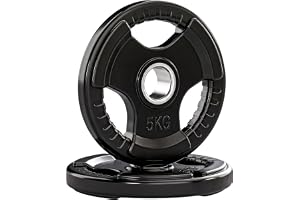 SPORTNOW Hantelscheiben 2er-Set, Tri-Grip gummierte Olympiascheiben, bodenschonender Gewichtsscheiben mit 5 cm Bohrung, drei