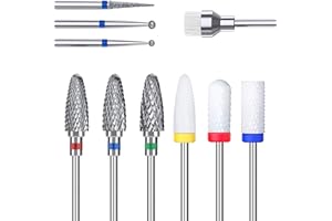 JIAMIAN 10Pcs Taladro De Uñas Set, Broca Manicura, Lima Uñas Herramientas Arte Uñas Para La Máquina Manicura Eléctrica Uso, Para Manicura Pedicura Salón (Plateado)