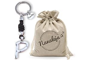 Llavero inicial P de cuero trenzado - Nanaleja - Tus Iniciales - llaveros personalizados hechos a mano - llaveros originales hombre y mujer - porta llaves de bolsillo - regalos originales casa nueva