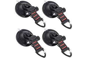 INMORVEN Saugnapf Haken,Verbesserter Auto Camping Zubehör,Saughaken Extra Stark,Saugnapfanker,Saugnäpfe Wohnmobilausstattung Camper Zubehör. (Rot Linie, 4 Stück)