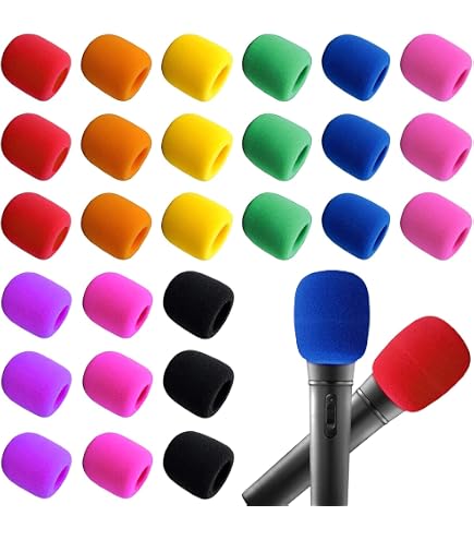 Lot De 16 Housses En Mousse Pour Microphone - Anti-vent, 4 Couleurs, Diamètre ~5 Cm (Noir, Rouge, Jaune, Vert)
