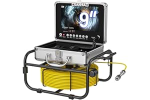 ESANHAO Telecamera Ispezione Tubi 30 Metri 9" Monitor DVR Registrazione Telecamera Ispezione tubo, IP68 Sistema Endoscopico Videoispezione Industriale di Scarico Della Conduttura Fognaria con 8PCS LE