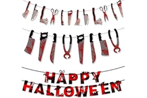 RTRTGS 3 Pezzi Halloween Decorazioni Coltelli Striscioni Addobbi Casa Horror Esterno Interno Oggetti Giardino Kit Allestimento Party Festa Decori Cose di Festoni Decorations Allowin Accessori