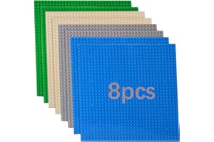 GUIHUMZ 8 Platten-Set Bauplatte Kompatibel mit Meisten Marken,Classic Bausteine Grundplatte,Kompatibel mit Bauplatte Lego Classic,25.5 * 25.5cm, Grüne Blaue Graue Sand Grundplatte
