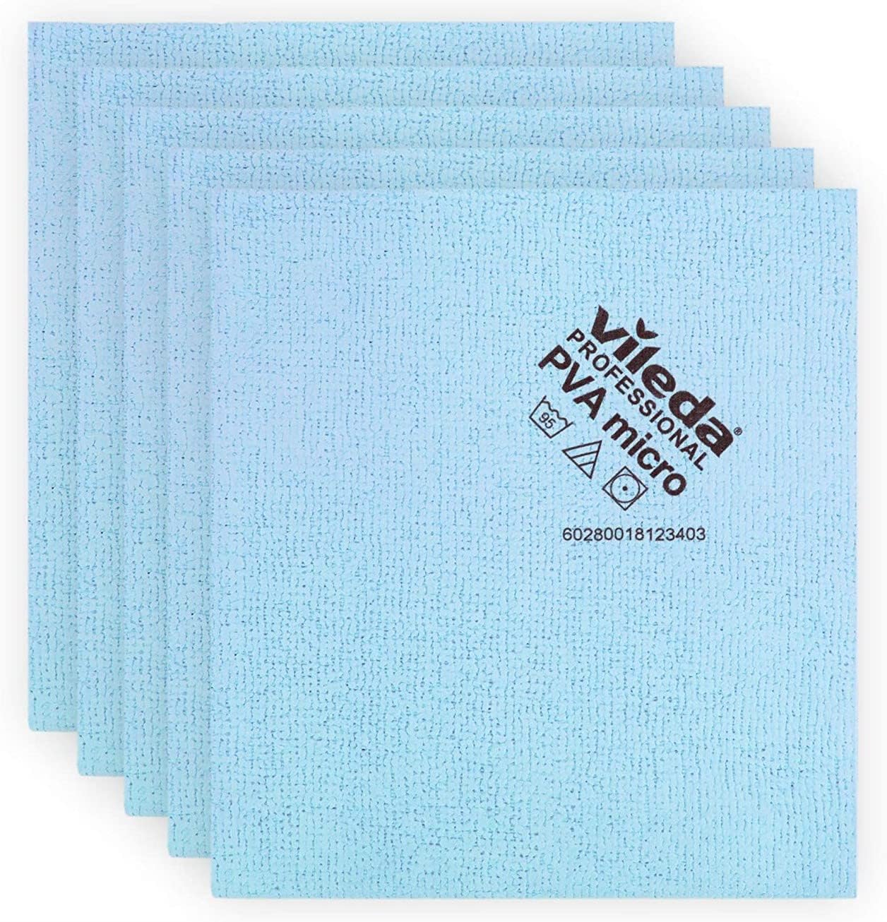 Vileda Profesional 235385 Bayetas Microfibra Azul, 38 x 35cm, 5 Unidades ( Paquete de 1)