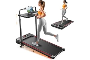ACEZOE Foldable Walking Pad Treadmill with Handles and Adjustable Height, 10% Incline Walking Pad for Home, 2.5HP Motor Running Machines, 12KM/H Folding Treadmill with LED Screen, Remote & App Control