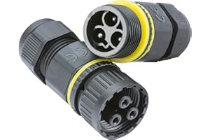 Knightsbridge JB0011 Weatherproof IP68 (@2bar) Plug and Socket Inline Cable Connector, 3-Pole, rated to 16 A,Black