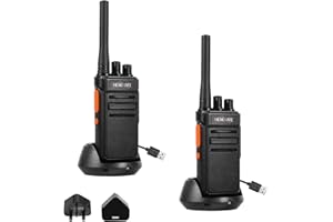 HESENATE HT66 PMR446 License-Free Walkie Talkies - Long Range Two-Way Radio, USB-C Rechargeable 16 Channel VOX Hands-Free, for Business Outdoor Camping Construction (2 Pack, Black)