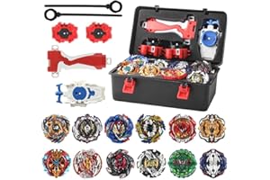 Dhqkqg 12 in 1 Kampfkreisel Set,Bey Burst Turbo Blade Set,Bey Kampfkreisel mit Kasten Metal Fusion Blade Kreisel Kit,mit Griff,Kreiseln Blade Battle Kit,12 Burst Kreiseln 3 Launchers Arena Combat Game