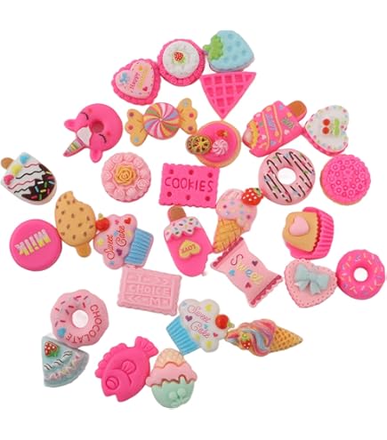 SUNNYCLUE 60 Pcs 10 Styles Cabochons En Résine Thème Alimentaire Charmes Toast Gâteau Au Lait Biscuit Forme De Crème Glacée Coloré Cabochons 3D Pour Pinces à Cheveux Scrapbooking Bijoux