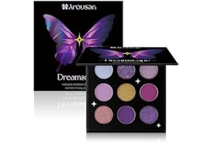 Arousar Eyeshadow Palette, Matte Shimmer Glitter Purple Eye Makeup Palette, Highly Bold Pigmented Pressed Powder Palette, Natural Velvet Texture, Dreamscape