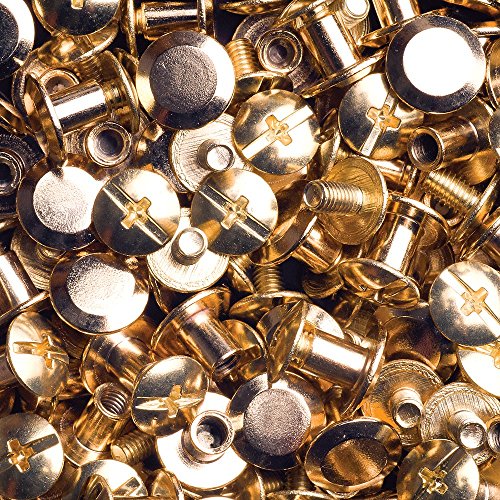 30 Schraubnieten Gürtelschrauben Buchschrauben Chicagoschrauben Nieten zum Schrauben 5MM messing-glänzend - 2