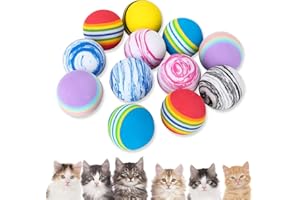 JODSEN Lot de 12 balles interactives en mousse colorées pour chat, chaton, chien, chiot, entraînement sportif, activités intérieures et extérieures (A)