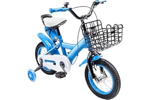 LKHDONG Kinderfahrrad 12 Zoll, Kinderrad für ab 2-4 Jahre, Tretfahrrad mit Stützräder und Korb, Kinder Fahrrad Mädchen Jungen, Fahrrad Kinder Höhenverstellbares