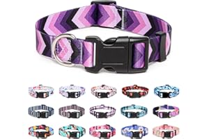 Suredoo Adjustable Nylon Dog Collar with Patterns, Soft Comfy Pet Collar for Small Medium Large Dogs (M, Arrow)
