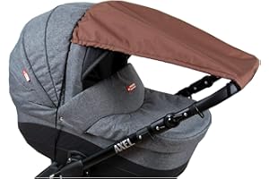 BABYLUX Sonnenschutz UV Rollo Schütz SONNENSEGEL Sonnendach für Kinderwagen Buggy (Braun)