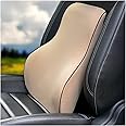 Grin Health Car Backrest Pillow for Back Pain Relief While Driving Lumbar Cushion for Long Drive, Lumbar Support for Car, Back Rest Support Memory Foam Cushion (L, Beige)