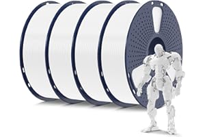 SUNLU Blanco PLA Filamento Bundle, PLA Filamento Impresora 3D de 1,75 mm, Precisión Dimensional +/- 0,02 mm, Apto Para la Mayoría de las Impresoras 3D FDM, 1KG de Filamento 3D, 4KG en Total, 4Pcs.