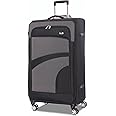 Aerolite Large 30in Lightweight 8 Wheel Eco Friendly Travel Checked Check in Hold Luggage Suitcase with TSA Lock Black Grey