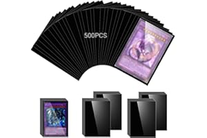 KOMABLEN 500 Pezzi Bustine Proteggi Carte, 66x91mm Trasparenti Perfect Size Sleeves, Bustine Protettive Carte Standard, Card Sleeves per Pokemon, Yugioh, Magic, Sportive Nero