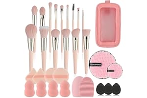 LHLXZQ Ensemble de Pinceaux de Maquillage 30 PCS, avec éponge de Maquillage, Pompon à Poudre et Tapis de Nettoyage, pour fond De Teint Blush Anti-cernes Ombres à Paupières Poudre et Contouring