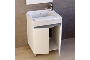 MARINELLIGROUP Mobile lavatoio in ALLUMINIO lavanderia vasca resina resistente acidi asse lavapanni MOLE (50 X 50 cm)