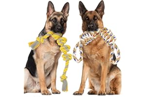 ETACCU Strong Dog Rope Toys for Large & Medium Dogs, 2 PCS Indestructible Rope Dog Toys for Aggressive Chewers, 100% Cotton Rope Dog Toys for Tug of War & Teeth Cleaning