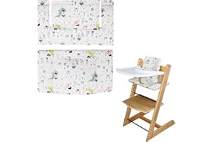 LLHQAMT Coussin de chaise haute, doux et confortable Housse de siège bébé avec motifs mignons, pour Tripp Trapp Coussin bébé rend bébé assis plus sûr et plus confortable (Cartoon Forest)