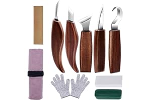 Domigard Wood Carving Tool, 10pcs Professional Wood Whittling Kit with Canvas Storage Bag, High Manganese Steel Hand Woodworking Carving Tool, Wood Carving Chisels Set for Beginners, Hand Artworkers