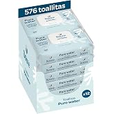 Biolane - Pure Water Baby Wipes, 576 Wipes (12 Packs of 48 Count), 99% Purified Water, Only 4 Ingredients, Unscented, Sensiti