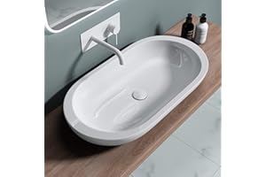 doporro Waschbecken 81x43,5x12cm Aufsatzwaschbecken aus Keramik in Weiß inkl. Nano-Versiegelung Brüssel5057