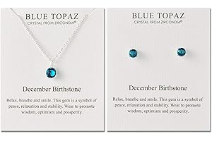 Philip Jones December (Blue Topaz) Birthstone Necklace & Earrings Set Created with Zircondia® Crystals
