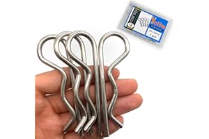 Yoliko 4 Pcs Heavy Duty Stainless Steel Cotter Pin R Clip Large Spring Retaining Wire Hair Pins Hitch Pin Clips Large Carter Pins for Trailer Pin Clips Lock System M4x85 Keeper Pins