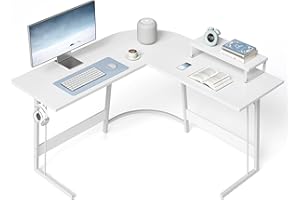 ‎CUBIKER Cubiker Gaming Table 120 x 120 x 75 cm, Desk with Monitor Stand, Corner Desk, Gaming Desk L Shape, Computer Desk, White
