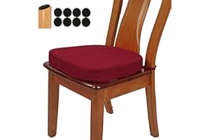 BUYUE verdickt Original Leinen Esszimmerstuhl Kissen, U-Form hohe Dichte Schaumstoff komfortable Stuhlkissen für Küche, rutschfest Indoor Sitzkissen (1 Stück, rot)