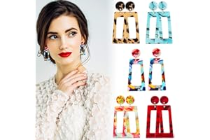AIGOHOM 5 Paires Boucles d'oreilles en Acrylique Boucles d'oreilles Longues Acrylique Coloré Boucles d'oreilles Géométrique Boucle d'oreille Accessoires d'oreille pour Femmes et Filles