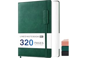 NIRMIRO Leather Notebook Notepad, Large B5 Note pad Note Book Hardback with 320 Pages Premium Thick Paper, No bleed, Leather Journals for Women Men work Writing, Inner Pocket, Sticky Notes, Green