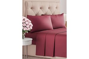 CGK UNLIMITED Set lenzuola matrimoniali king size 4 pezzi 180x200 cm - morbida microfibra spazzolata, traspirante e certificata OEKO-TEX - lenzuolo con angoli, lenzuolo piatto 270x290 e 2 federe 50x80 - Borgogna