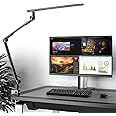 Schreibtischlampe LED, 18W Klemmleuchte mit Dimmbare Duale Lichtquelle für Arbeit, Zuhause, Büro, Augenschutz Optische Linse 