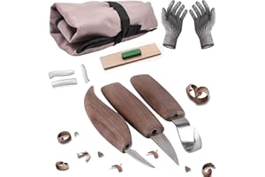 DIAOPROTECT Holz-Schnitzwerkzeug Set für Anfänger und Profis,mit Schnittschutzhandschuhe- Extra Starker Level 5 Schutz,Schnitzset kinder Schnitzmesser Erwachsene,Ein Tolles Geschenk für Holzschnitzerliebhaber
