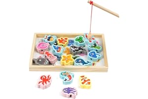 Vicloon Magnetyczne zabawki wędkarskie dla dzieci, 3 w 1 magnetyczne drewniane gry wędkarskie, drewniane zabawki wędkarskie, gry Montessori, interaktywne zabawki edukacyjne dla dzieci prezent 3 4 5