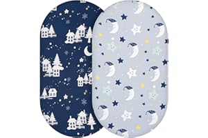 Yukkidds Lot de 2 Drap Housse Cododo 41x81 cm Microfibre Ultra-Douce et Respirante Draps Ajustables et Lavables pour Cododo, Berceau, Couffin ou Nacelle Bleu foncé