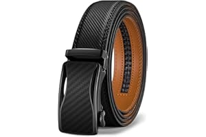 KEMISANT Gürtel Herren, Ledergürtel Ratsche Automatikschließe für Herren Business Anzug,35mm Breit Gürtel,Größe Angepasst