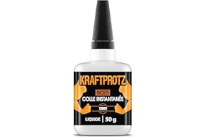 ARKA Colle bois liquide extra forte – KRAFTPROTZ 50 g – superglue fluide pour réparation, bricolage & assemblages bois – transparente, résistante à l’eau & chaleur – embout anti-séchage