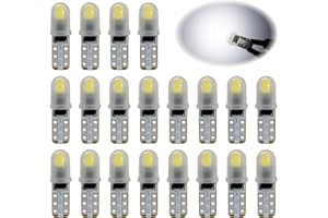 Vidsmow 20 PCS Ampoules T5 LED, 12V blanches 3014 SMD, remplacement pour tableau de bord, compteur, éclairage intérieur voiture, PC74 2721 286 27 37, 40LM, 0.6W, format compact, installation facile