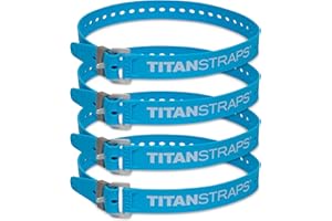 TITANSTRAPS Titan Industrial Straps - Safety Strap Set to Secure Splits, Cargo Bikes, Garden Hoses, Wood Working Projects - 70 lb. Working Load, 30" Length, Fluoro Blue, 4-Pack